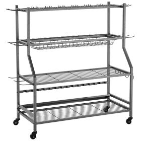 Fishing Rod Holder for 15-Rods, Mobile Fishing Pole Rack Cart with Wheels, Fish Gear Equipment Organizer for Garage Home Indoor Use