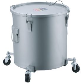 Fryer Grease Bucket, 8 Gal Oil Disposal Caddy with Caster Base, Carbon Steel with Rust-Proof Coating, Oil Transport Container with Lid, Lock Clip