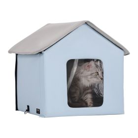 Heated Cat House, Outdoor Kitty Shelter with Timer, 600D Oxford Cloth Foldable Cat Shelter with Heated Pad for Winter to Stay Warm and Cozy