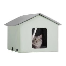Heated Cat House, Outdoor Kitty Shelter with Adjustable Temperature and Timer