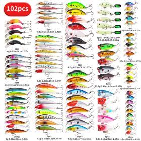 22pcs 58pcs 102pcs Fishing Lure Kits Multi-functional Set Topwater Floating Swimming Lures, Equipped With High Pitch Hook Soft Frogs, Used For Ba (Option: 102pcs)